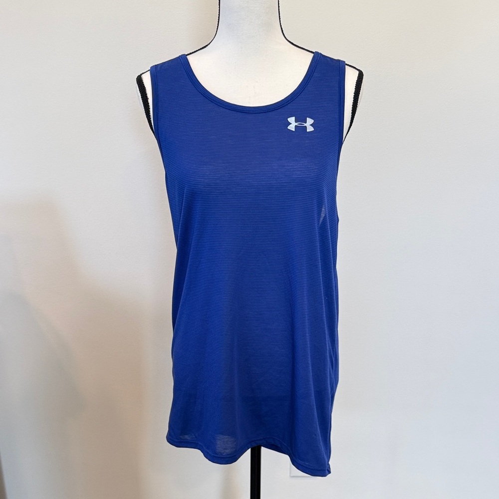 Under Armour Fitted Heatgear Royal Blue Sleeveless Tank Top Size Medium